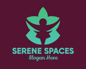 Green Lotus Flower Person logo design