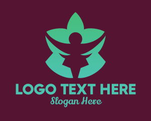 Relaxation - Green Lotus Flower Person logo design