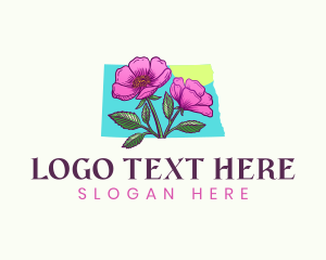 Wild Rose - North Dakota Rose Flower logo design