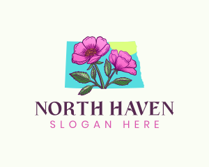 North Dakota Rose Flower logo design