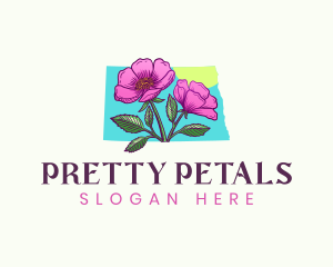 North Dakota Rose Flower logo design