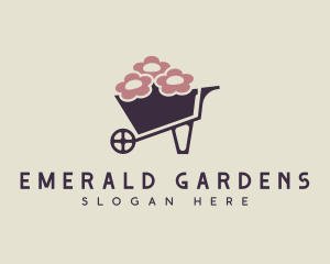 Flower Wheelbarrow Gardening logo design