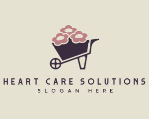 Flower Wheelbarrow Gardening logo design