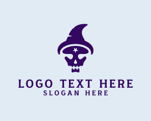 Horror - Spooky Skull Wizard logo design