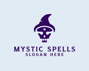 Witchcraft - Spooky Skull Wizard logo design