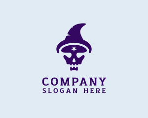 Magical - Spooky Skull Wizard logo design