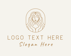 Line Art - Beautiful Gold Woman logo design