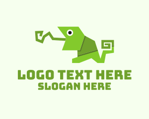 Gecko - Green Origami Chameleon logo design