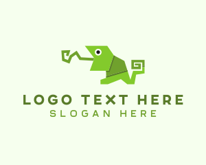 Playground - Origami Chameleon Animal logo design