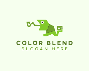 Chameleon - Origami Chameleon Animal logo design