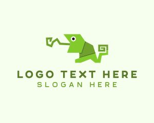 Kindagarten - Origami Chameleon Animal logo design