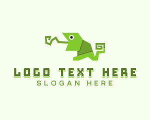 Zoo - Origami Chameleon Animal logo design