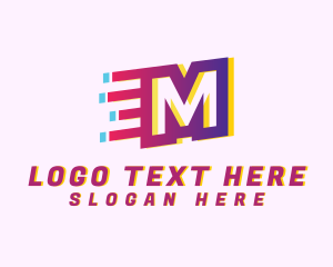 Glitchy - Speedy Motion Letter M logo design