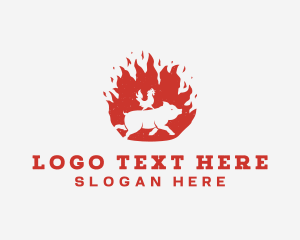 Pork - Chicken Pork Flame BBQ logo design