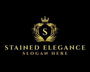 Elegant Shield Wreath logo design