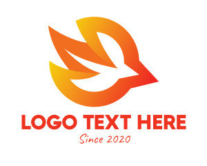 Fiery - Orange Bird Flying logo design