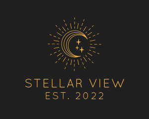 Stargazing - Fortune Teller Gold Moon logo design