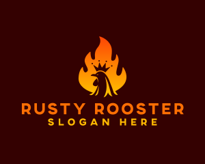 Flame Rooster Crown logo design