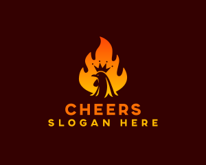 Spicy - Flame Rooster Crown logo design