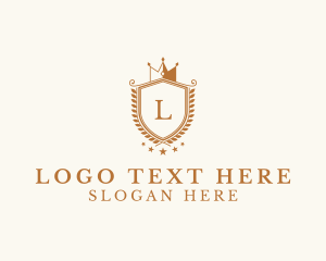 Fine - Luxury Crown Shield Wreath logo design