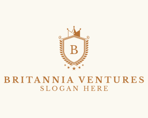 Luxury Crown Shield Wreath logo design