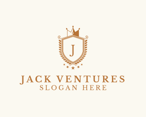 Luxury Crown Shield Wreath logo design