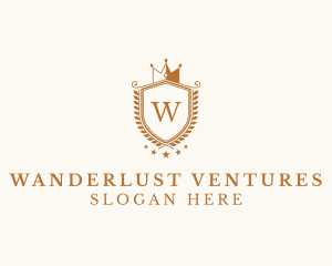 Luxury Crown Shield Wreath logo design