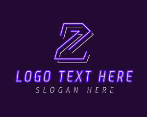 Purple - Neon Retro Gaming Number 2 logo design