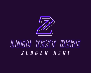 Youtube Vlogger - Neon Retro Gaming Number 2 logo design