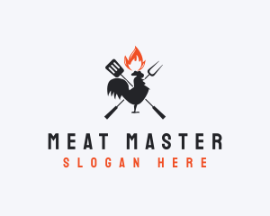 Flame BBQ Chicken logo design