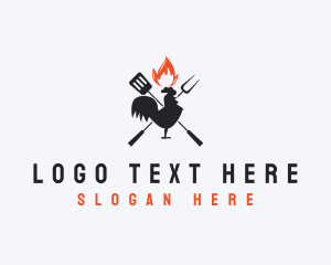 Rooster - Flame BBQ Chicken logo design