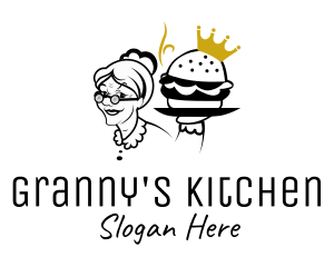 Grandma Crown Burger logo design