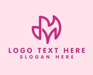 Pink - Abstract Flower Letter M logo design