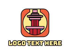 Tourism - Geometric Asian Temple logo design