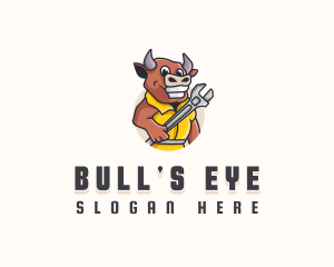 Bull Wrench Worker logo design