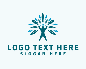 Blue - Human Leaf Wellness logo design