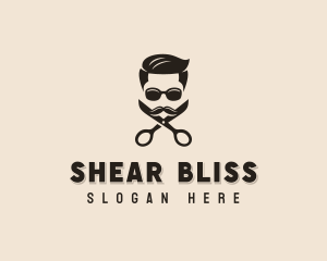 Hipster Hairstylist Scissors logo design