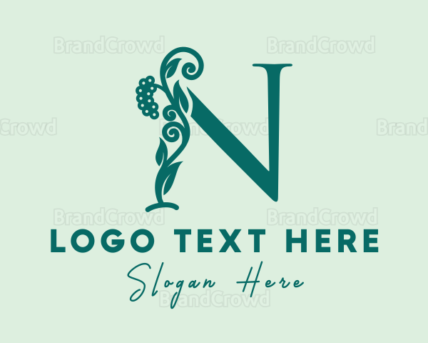 Natural Vineyard Letter N Logo