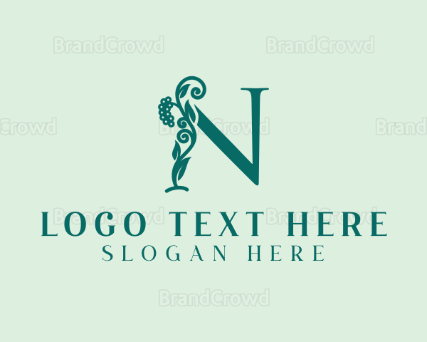 Natural Vine Letter N Logo