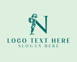 Vineyard - Natural Vine Letter N logo design