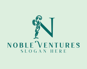 Natural Vine Letter N logo design