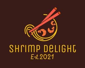 Shrimp - Chopsticks Shrimp Noodles logo design