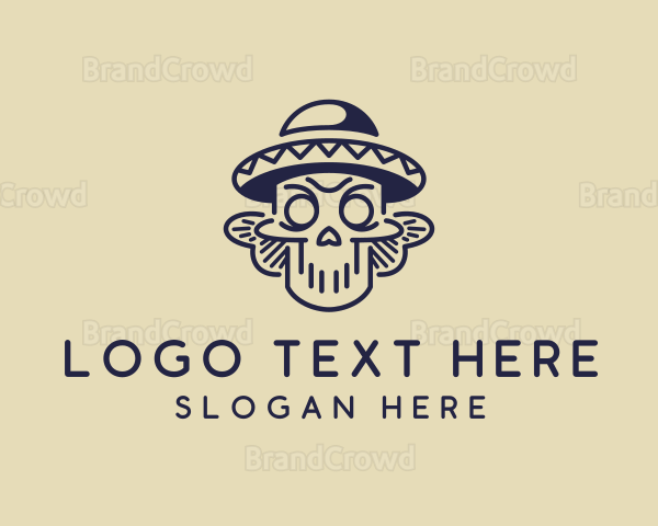 Sombrero Mexican Skull Logo
