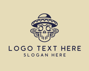 Skeleton - Sombrero Mexican Skull logo design