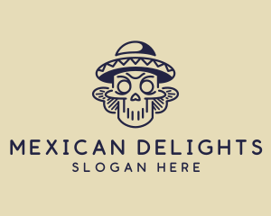 Sombrero Mexican Skull  logo design