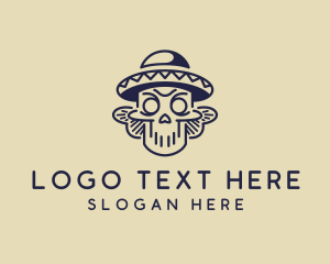 Sombrero Mexican Skull  Logo