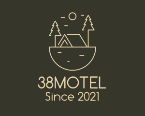 Minimalist Forest Cabin logo design