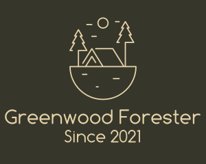 Minimalist Forest Cabin logo design