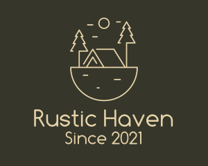 Minimalist Forest Cabin logo design