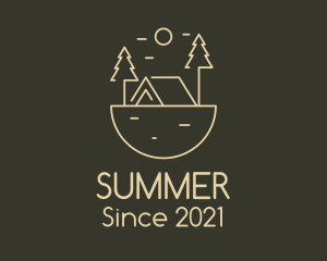 Minimalist Forest Cabin logo design